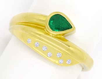 Foto 1 - Diamantring 0,3ct Spitzen Smaragd Tropfen und Diamanten, Q1424